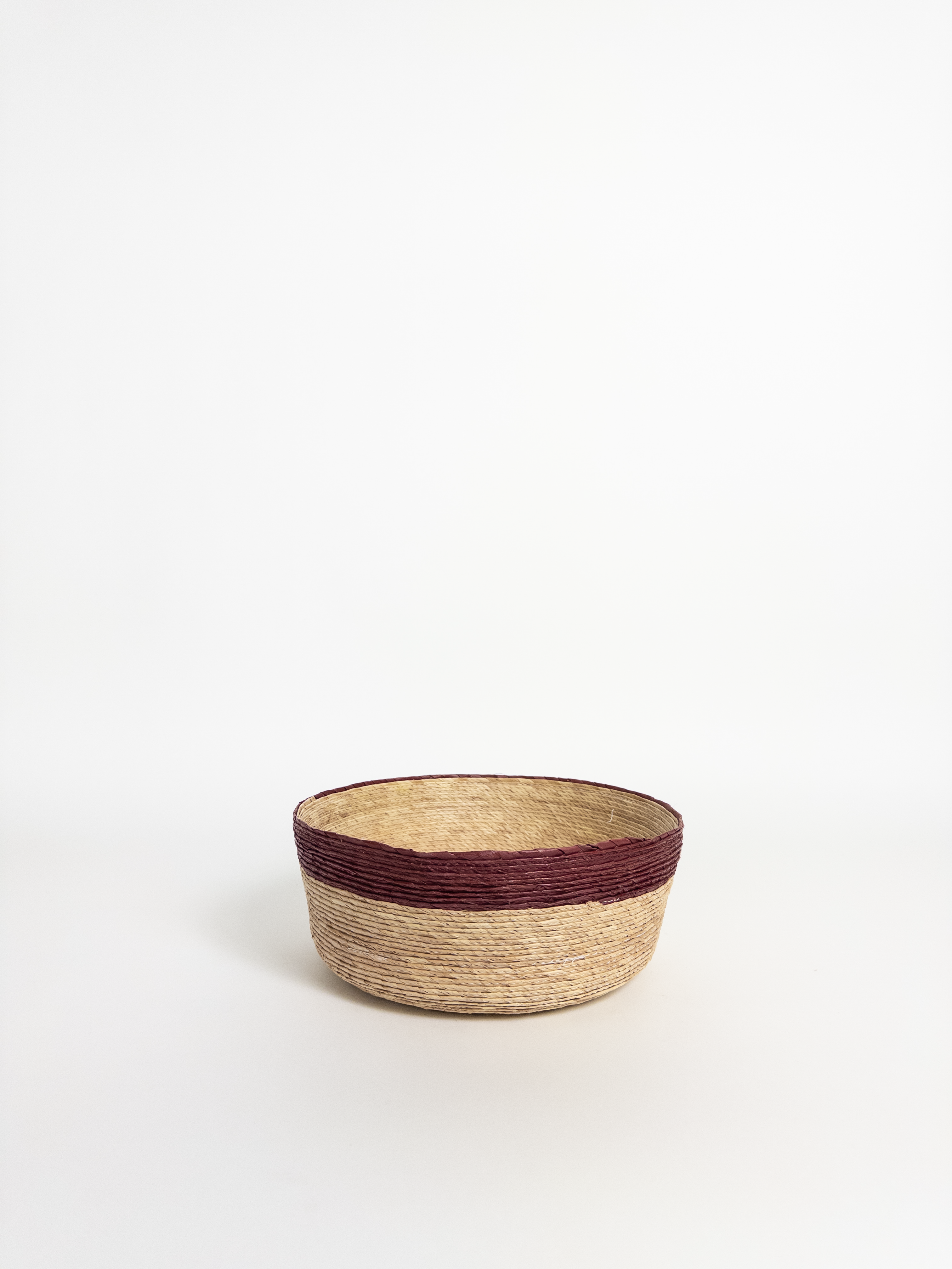 Leon Round Basket Natural/Vino H9cm