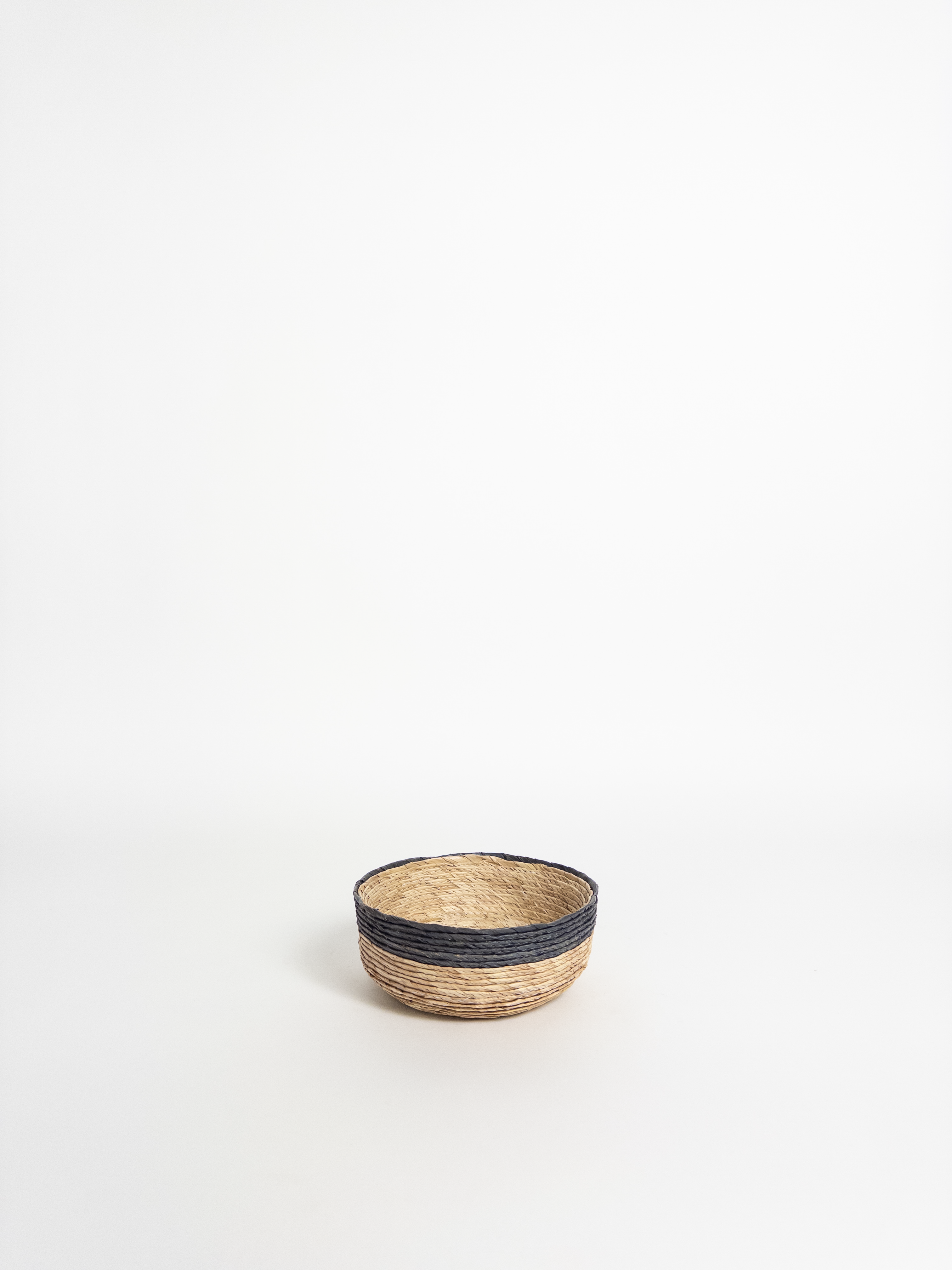 Leon Round Basket Natural/Grey H5cm