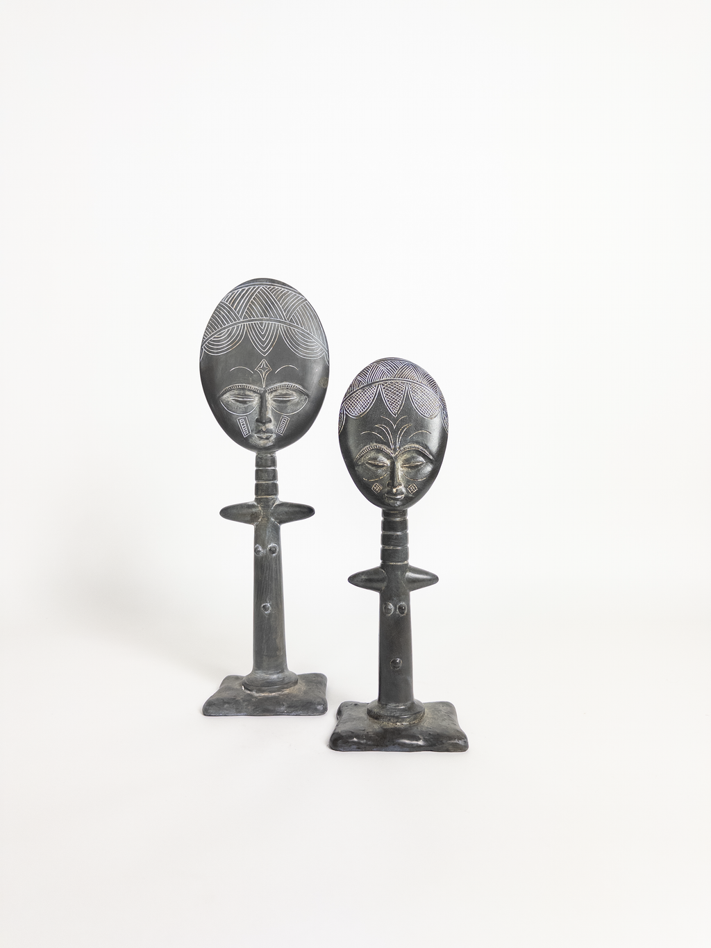 Ashanti Mask Figurine Set Of Two