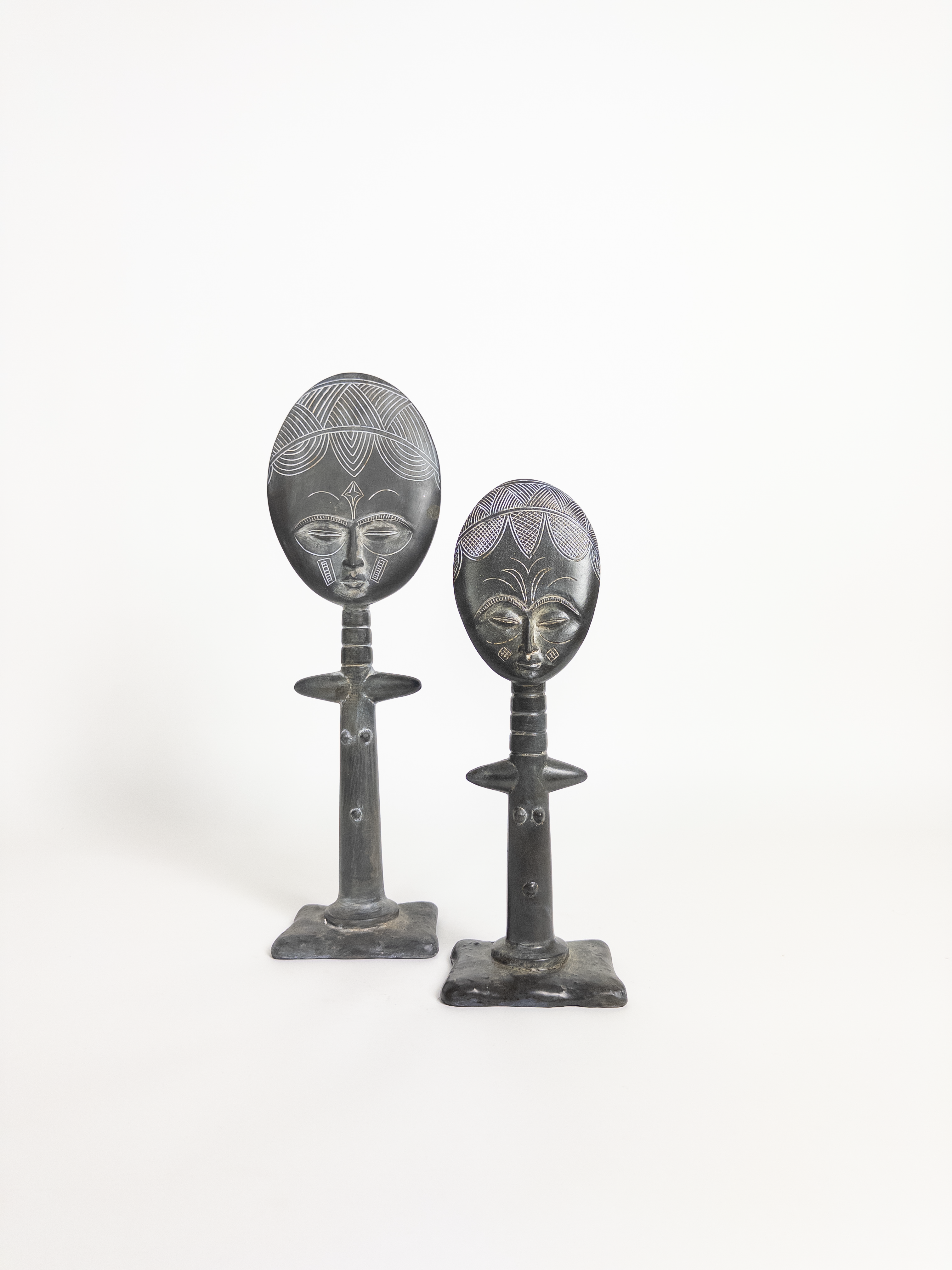 Ashanti Mask Figurine Set Of Two