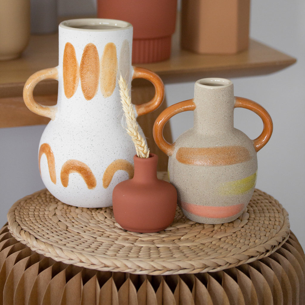 Pompeii Vase White/Rust H20cm