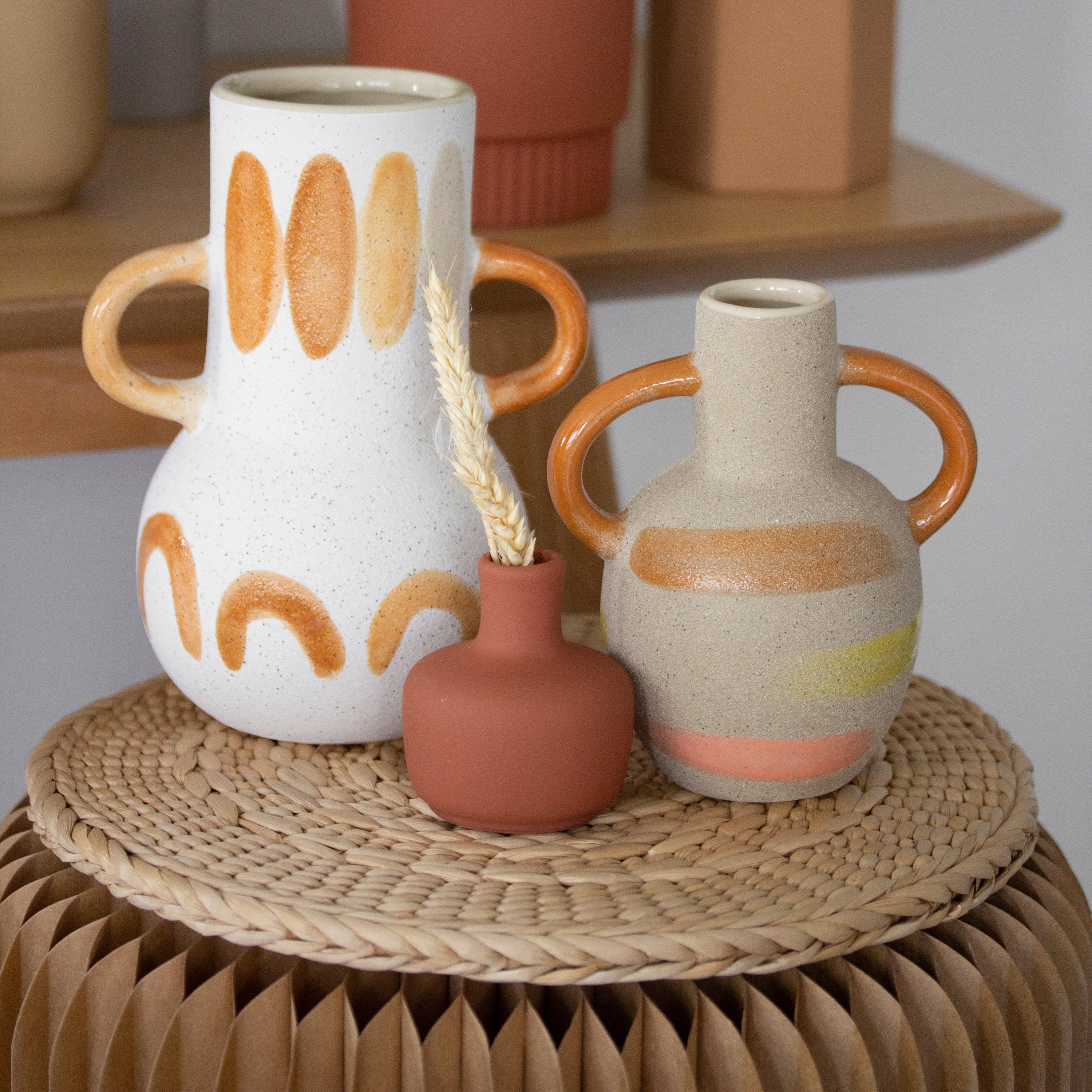 Pompeii Vase White/Rust H20cm