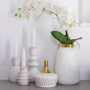 Leaf Vase White Gold H22cm