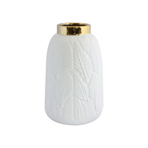 Leaf Vase White Gold H22cm