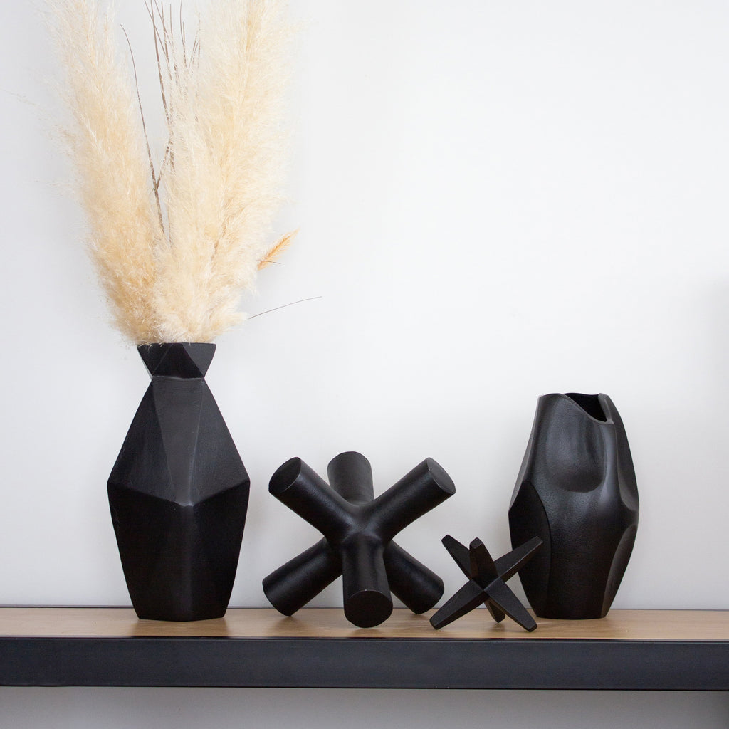 Faceted Geo Vase Black