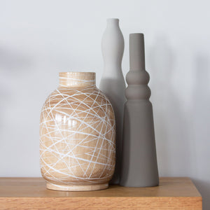 Kyoto Wooden Vase Natural/White
