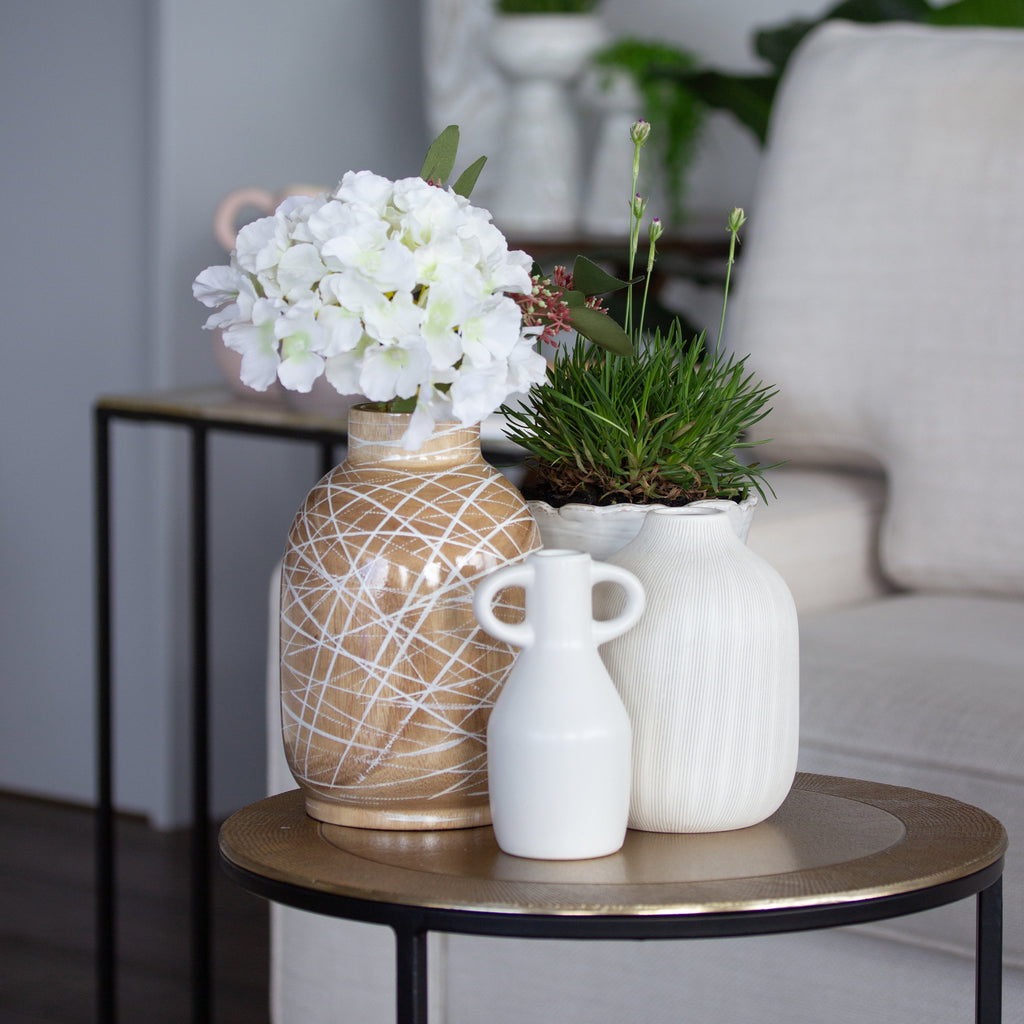 Kyoto Wooden Vase Natural/White