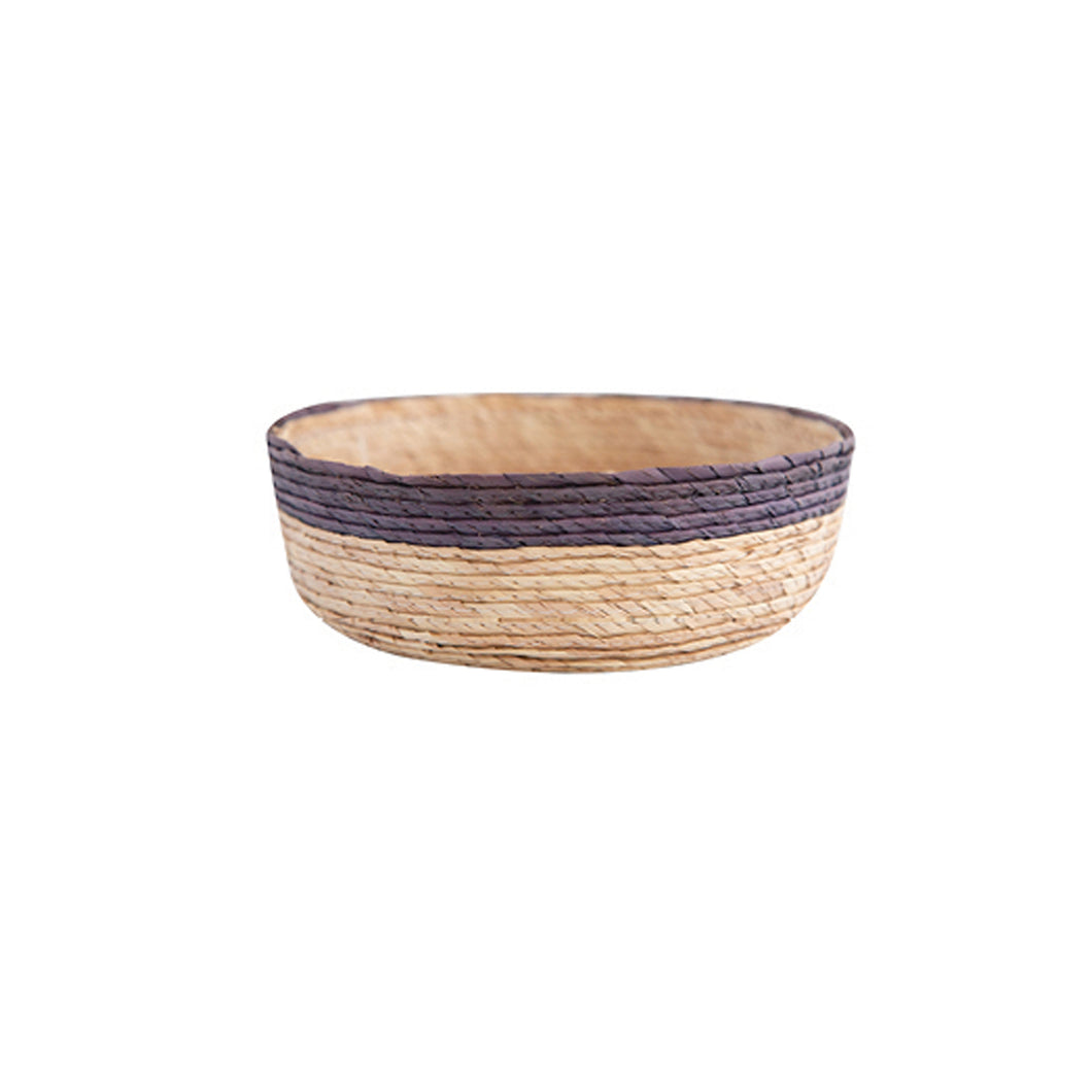 Leon Round Basket Natural/Grey H5cm