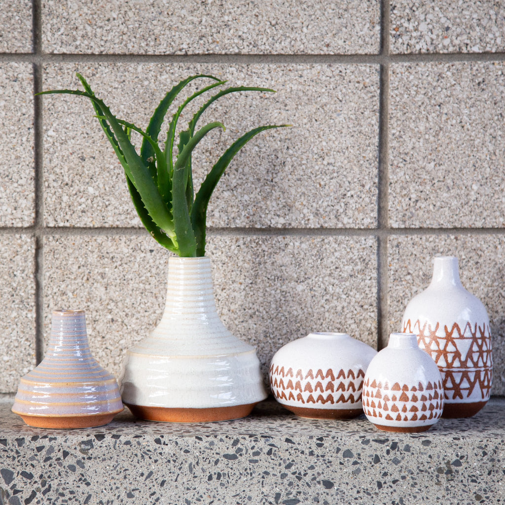 Flora Ribbed Vase Orange Stone